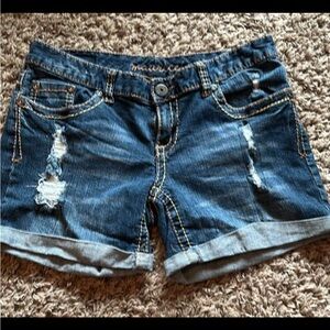 Maurices Blue Distressed Jean Shorts
